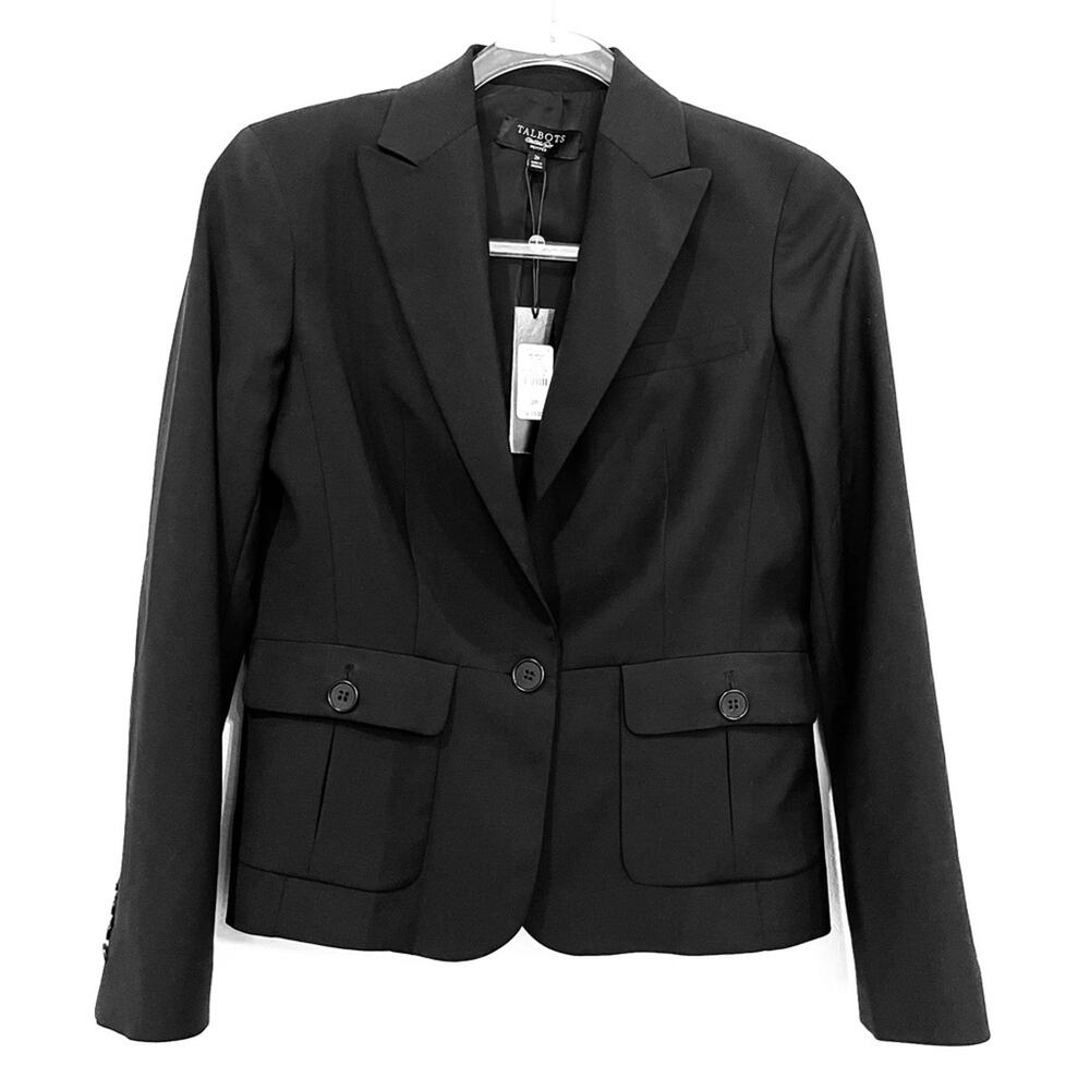 Talbots Petites The Kate Fit Black Romantically Curvy Jacket Blazer - Size 2P